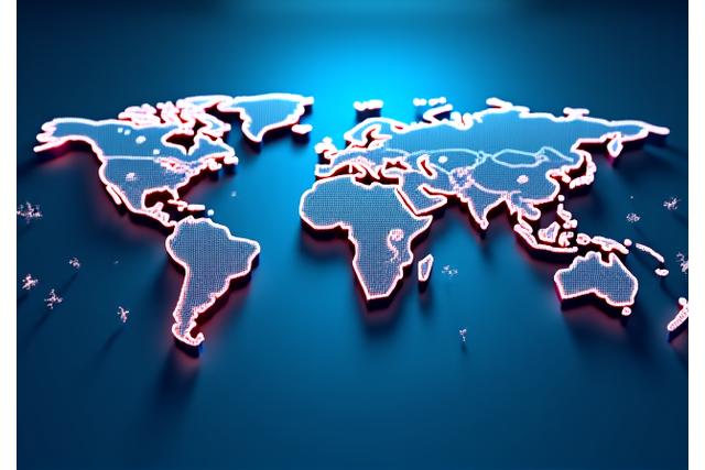 Illustration of diverse professionals connected by lines on a global map, signifying a worldwide talent pool and optimized time zones.
